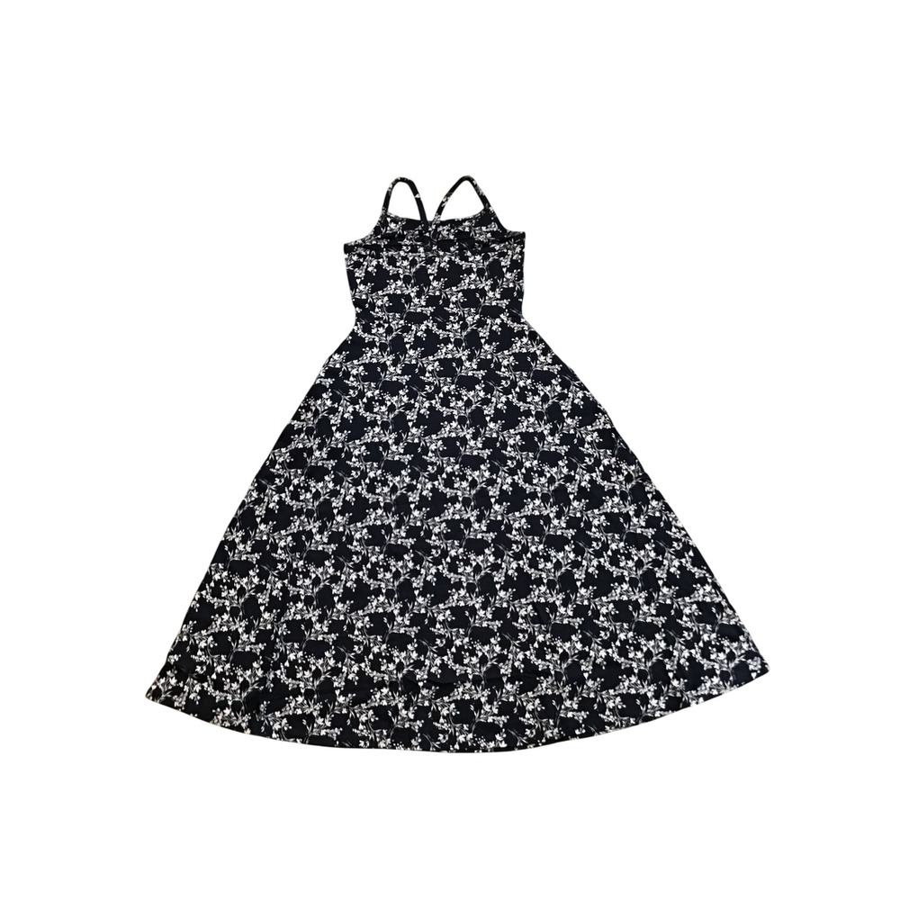 Pact Bouquet Blooms Midnight Blue Organic Fit & Flare Midi Dress Size M NWT - Picture 7 of 12